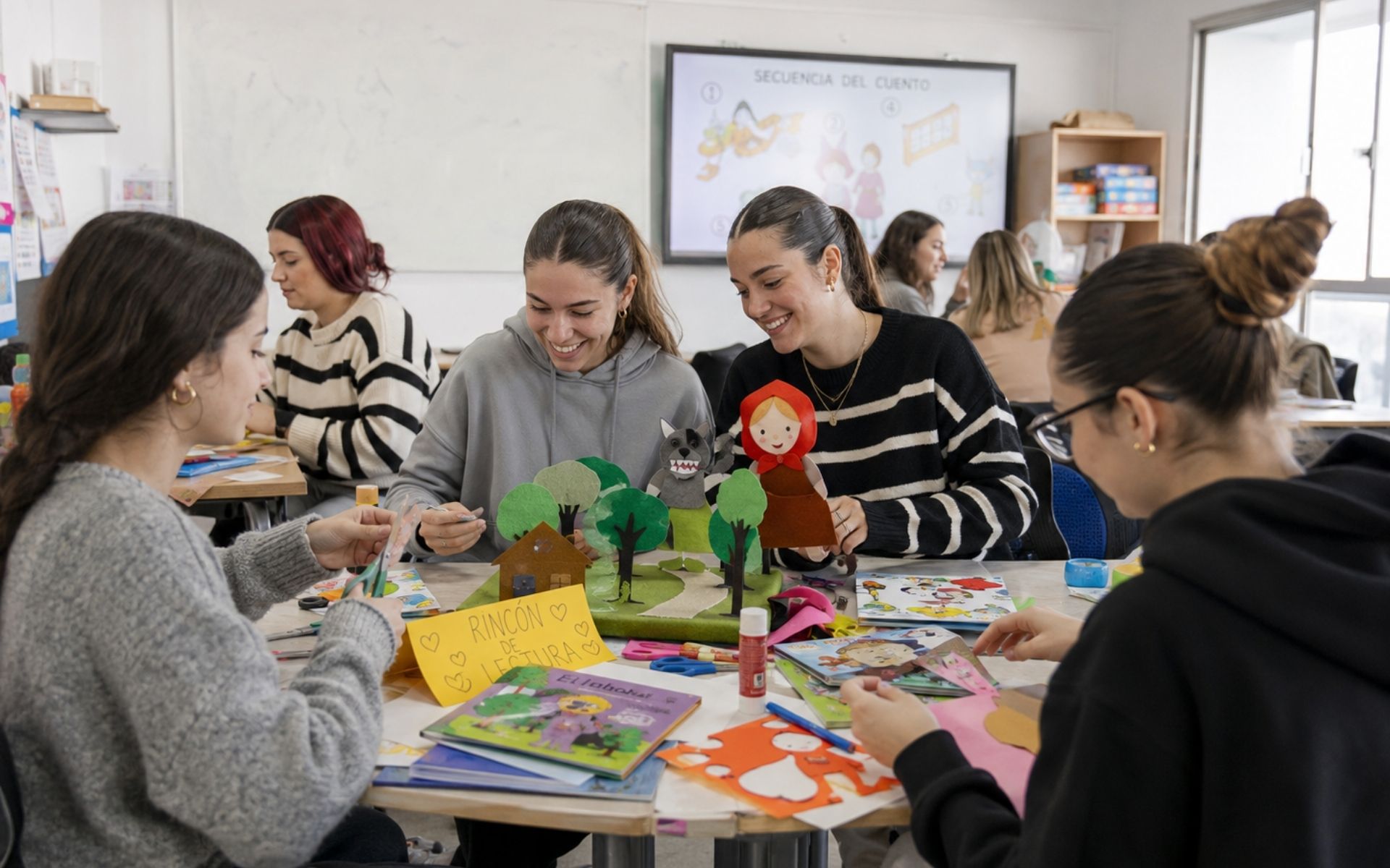 grupo de alumnas en el grado superior de educacion infantil